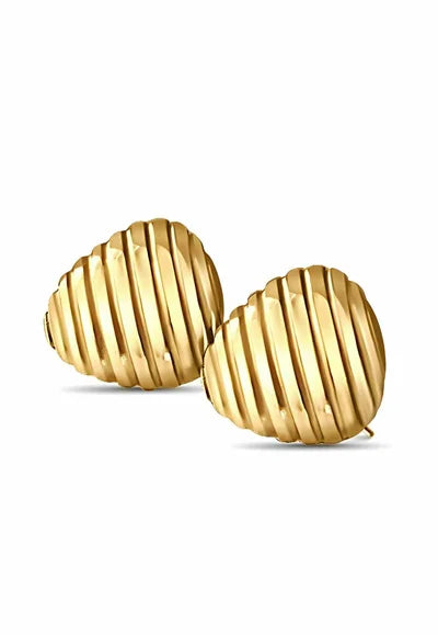 Sculpted Wave Earrings – Classic Texture, Timeless Glow - Made In Solid Non-Tarnish Stainless Steel With 18K Gold-Plate