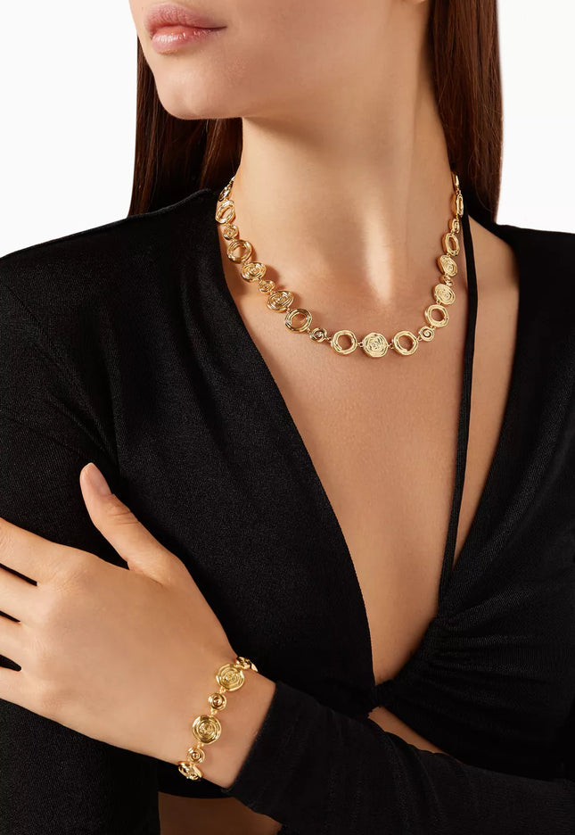 ECLIPSE SPIRAL NECKLACE In Solid Non-Tarnish Stainless Steel With 18K Gold-Plate
