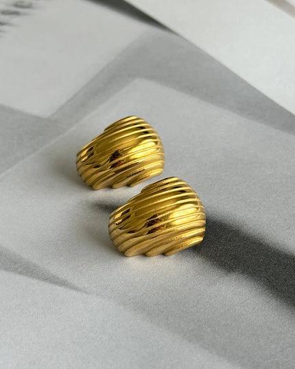 Gilded Wave Luxe Earrings – Sculpted Gold for Bold Expression - Made In Solid Non-Tarnish Stainless Steel With 18K Gold-Plate