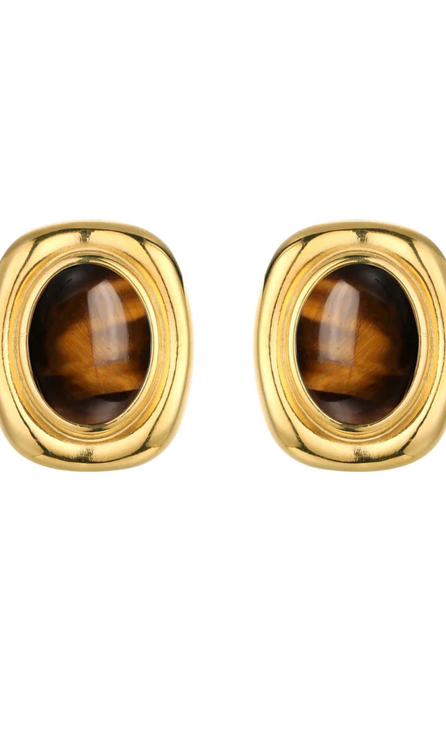Vintage Stone Hoop Earrings