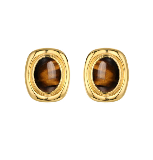 Vintage Stone Hoop Earrings