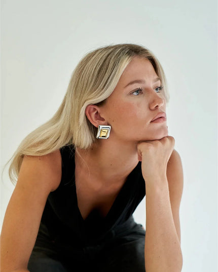 Edgy Echo Squares - Earrings