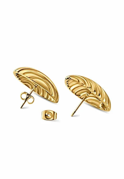 Sculpted Wave Earrings – Classic Texture, Timeless Glow - Made In Solid Non-Tarnish Stainless Steel With 18K Gold-Plate