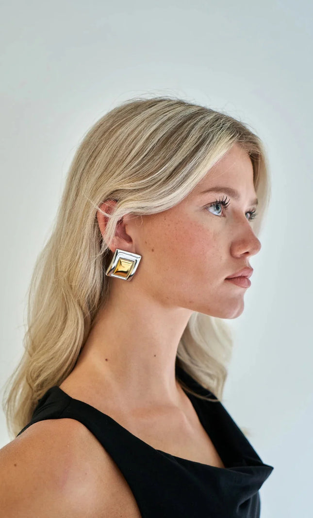 Edgy Echo Squares - Earrings