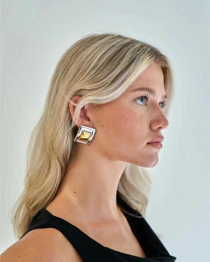 Edgy Echo Squares - Earrings