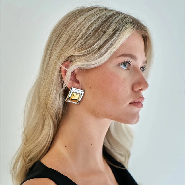 Edgy Echo Squares - Earrings