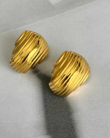 Gilded Wave Luxe Earrings – Sculpted Gold for Bold Expression - Made In Solid Non-Tarnish Stainless Steel With 18K Gold-Plate
