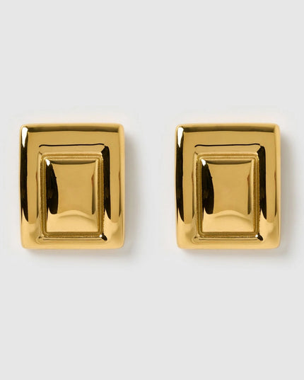 GOLDEN PYRAMID LUXE EARRINGS In Solid Non-Tarnish Stainless Steel With 18K Gold-Plate