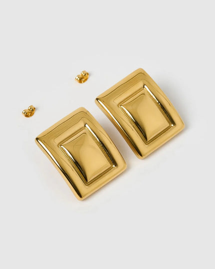 GOLDEN PYRAMID LUXE EARRINGS In Solid Non-Tarnish Stainless Steel With 18K Gold-Plate