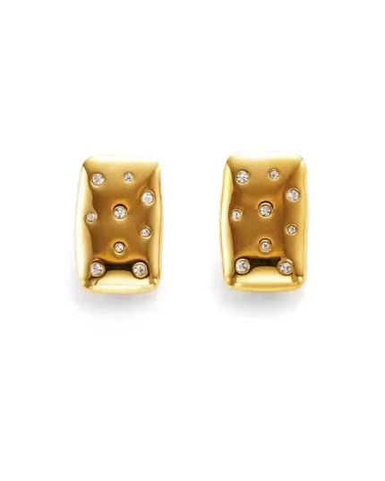 Stardust Echo Studs – Gold Dreams, Celestial Sparkle Earrings