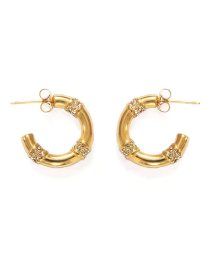 LUMINOUS LUXE HOOPS - EARRINGS In Solid Non-Tarnish Stainless Steel With 18K Gold-Plate