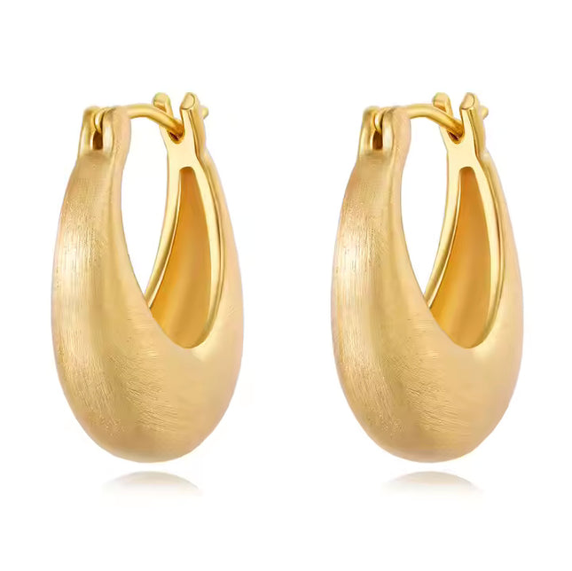 Textured Gold Crescent Hoop Earrings