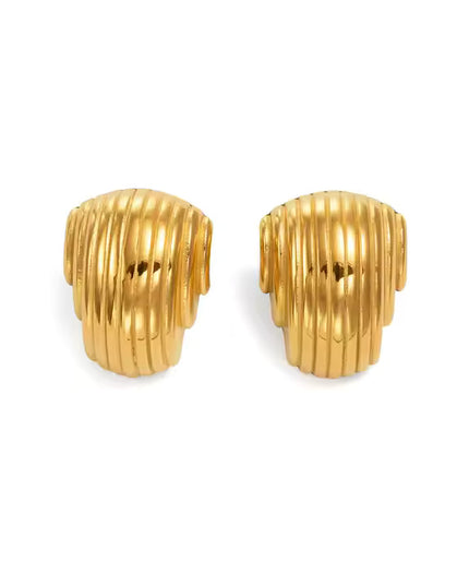 Gilded Wave Luxe Earrings – Sculpted Gold for Bold Expression - Made In Solid Non-Tarnish Stainless Steel With 18K Gold-Plate
