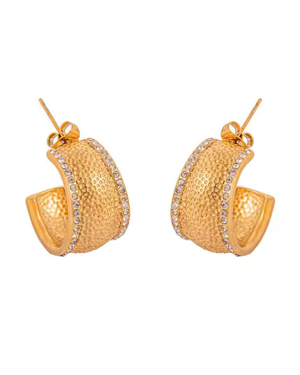 Royal Ember Hoop Earrings – Textured Glamour, Eternal Shine