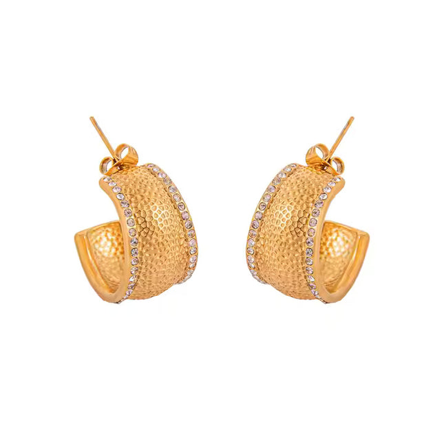 Royal Ember Hoop Earrings – Textured Glamour, Eternal Shine