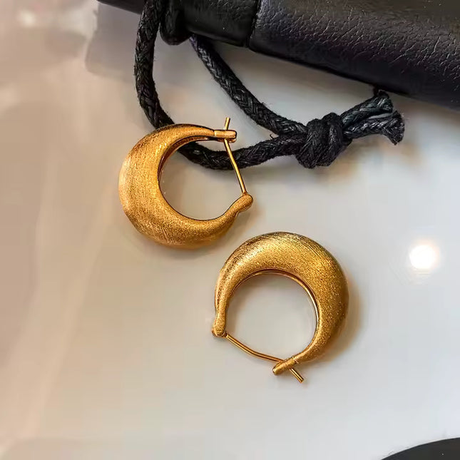 Textured Gold Crescent Hoop Earrings