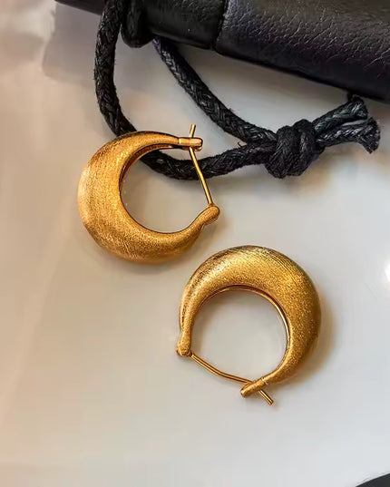 Textured Gold Crescent Hoop Earrings