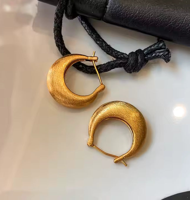 Textured Gold Crescent Hoop Earrings