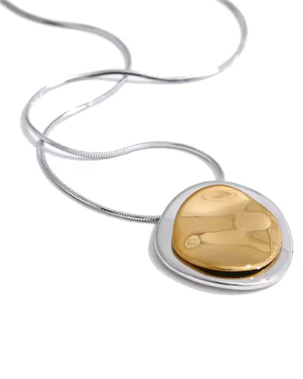 Celestial Orbit Pendant Necklace – Dual-Tone Harmony In Gold