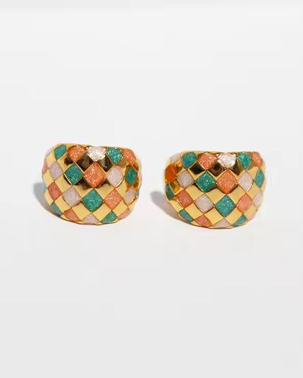 Colorful Woven Pattern Hoop Earrings