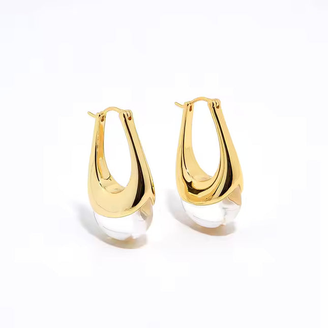 Lune Drops – Gold & Prehnite Crystal Earrings in Solid  925 Sterling Silver with 18K Gold Plate