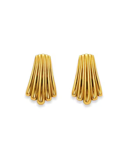 Golden Fan Stud Earrings – Quiet Drama, Loud Elegance