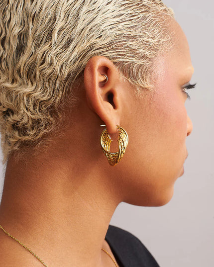 Luxe Weave Hoop Earrings – A Stunning Twist of Golden Elegance