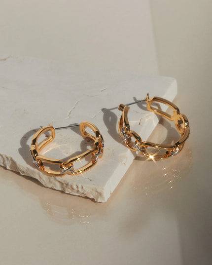 LUXE CHAIN HOOPS - EARRINGS - EXCLUSIVE