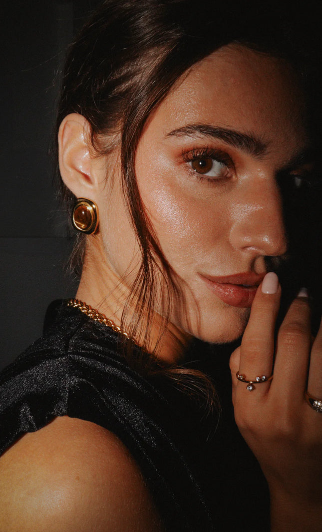 Vintage Stone Hoop Earrings