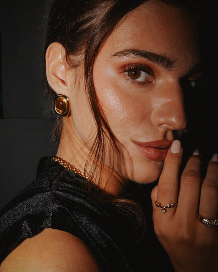Vintage Stone Hoop Earrings
