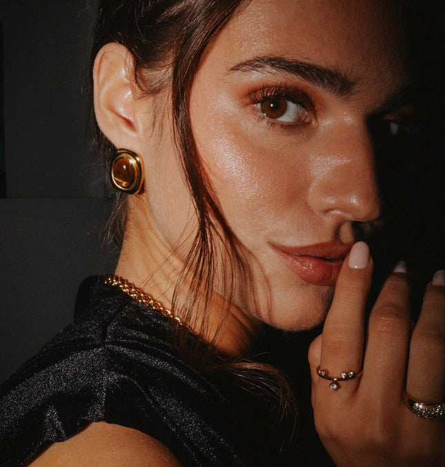 Vintage Stone Hoop Earrings