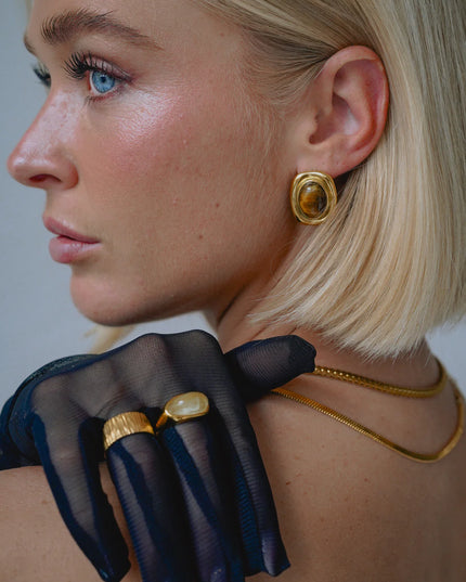 Vintage Stone Hoop Earrings