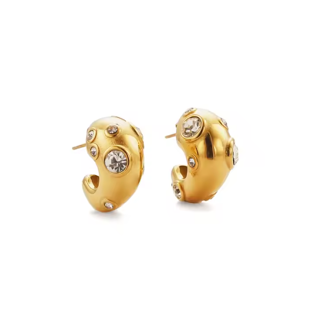 Crystal Popping Radiance Earrings in Solid Stainless Steel with 18K Gold Plate