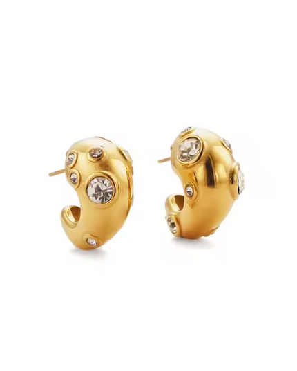 Crystal Popping Radiance Earrings in Solid Stainless Steel with 18K Gold Plate