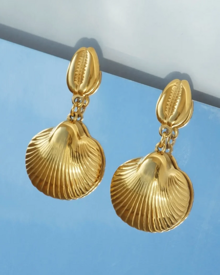 Golden Shore Drops – Echoes of the Sea, Cast in Gold (Earrings)