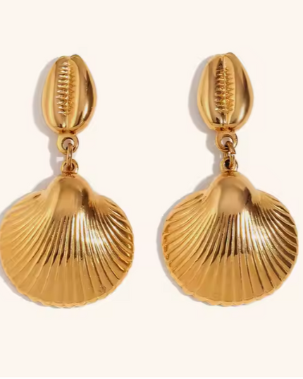Golden Shore Drops – Echoes of the Sea, Cast in Gold (Earrings)