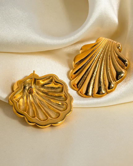 Golden Shell Stud Earrings – For The Goddess in You