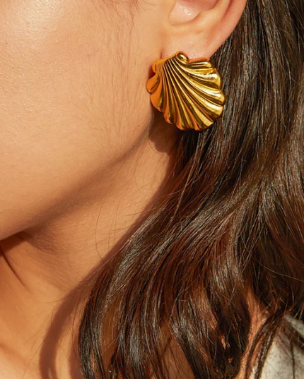 Golden Shell Stud Earrings – For The Goddess in You