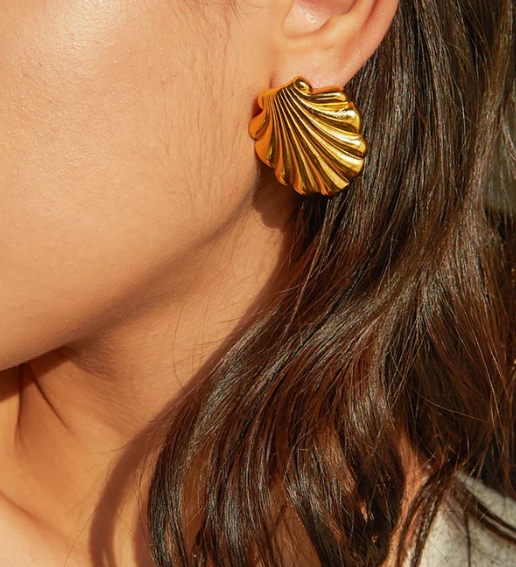 Golden Shell Stud Earrings – For The Goddess in You
