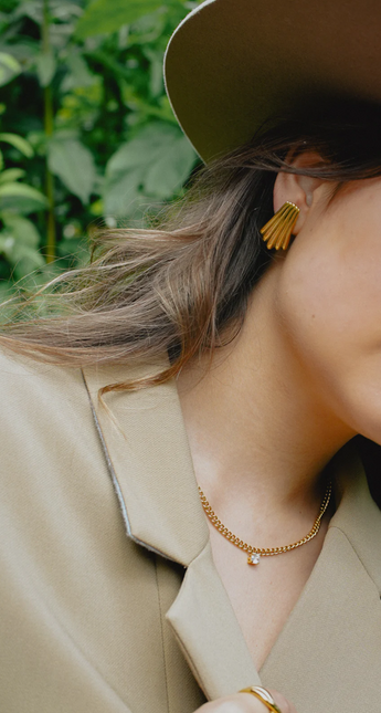 Golden Fan Stud Earrings – Quiet Drama, Loud Elegance