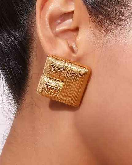 The Sculpted Block Earrings – Modern Texture Meets Artful Form