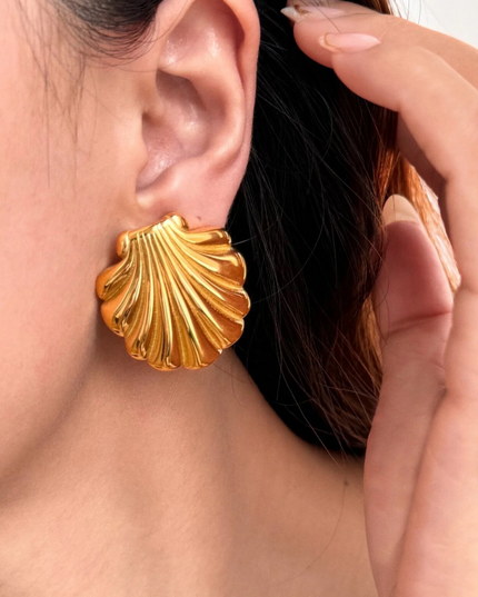 Golden Shell Stud Earrings – For The Goddess in You