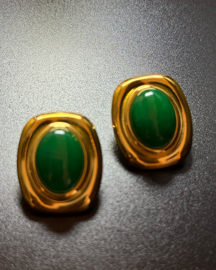 ROYAL OVAL STUDS - STUNNING BUTTERFLY GREEN EARRINGS