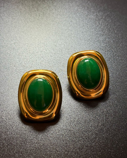 ROYAL OVAL STUDS - STUNNING BUTTERFLY GREEN EARRINGS