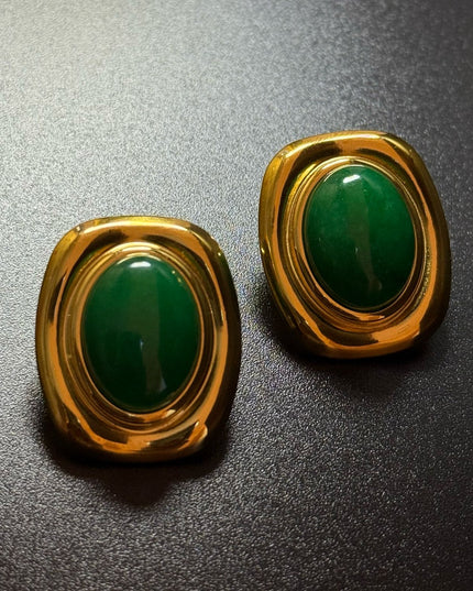 ROYAL OVAL STUDS - STUNNING BUTTERFLY GREEN EARRINGS
