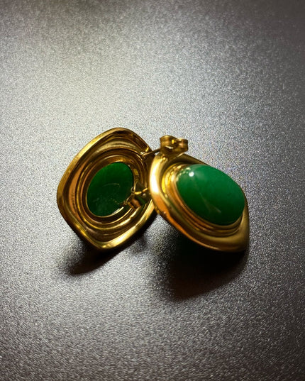 ROYAL OVAL STUDS - STUNNING BUTTERFLY GREEN EARRINGS