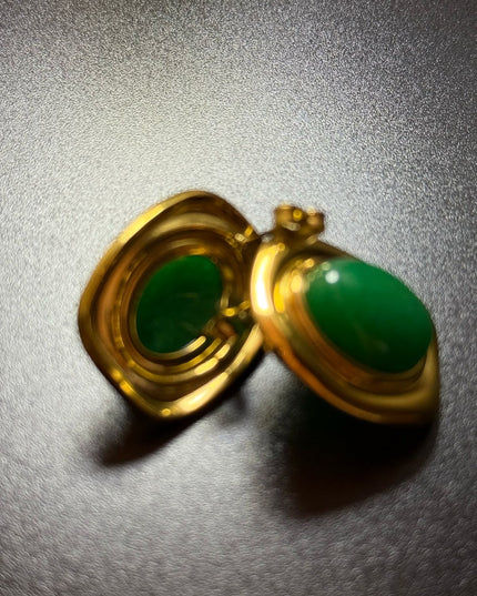 ROYAL OVAL STUDS - STUNNING BUTTERFLY GREEN EARRINGS