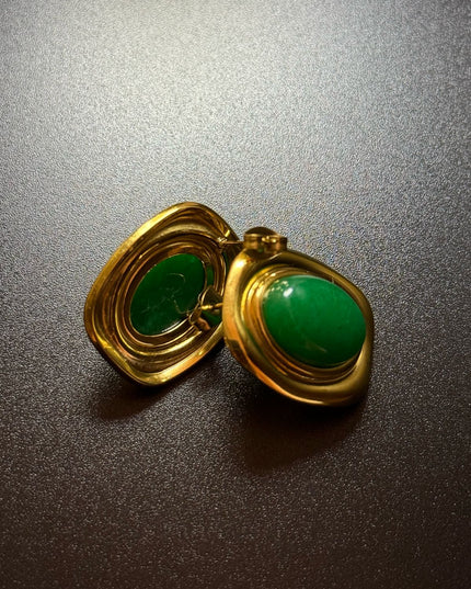 ROYAL OVAL STUDS - STUNNING BUTTERFLY GREEN EARRINGS