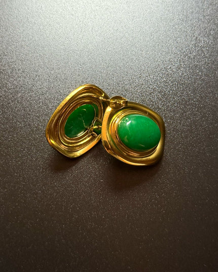 ROYAL OVAL STUDS - STUNNING BUTTERFLY GREEN EARRINGS