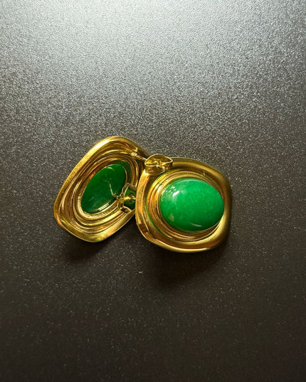 ROYAL OVAL STUDS - STUNNING BUTTERFLY GREEN EARRINGS